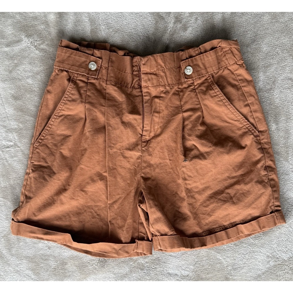 Liz Claiborne Linen Blend Shorts Womens‎ 4 Orange High Waist Ruffle Top